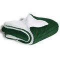 Micro Mink Sherpa Blanket 50"X60" (Embroidered)--Dark Green ***FREE RUSH***